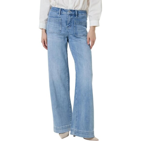 Denim - Women Jeans Wide Leg High Rise Stretchy Loose Baggy Casual Trousers